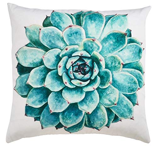 Fennco Styles Tropical Plant Leaves 18 Inch Square Decorative Throw Pillow – Nature Print Outdoor Cushion for Backyard Patio, Lawn & Garden