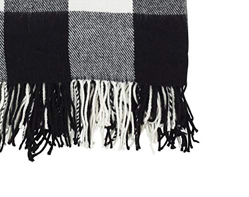 Fennco Styles Classic Buffalo Check Fringe 50 x 60 Inch Throw - Red Throw Blanket for Couch, Living Room, Bedroom, Christmas, Holiday and Home Décor