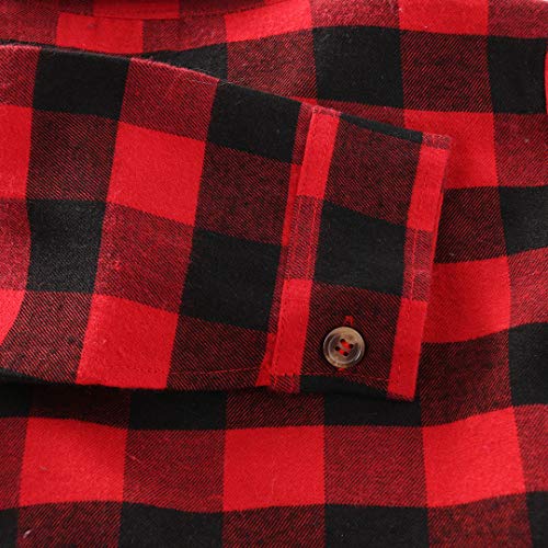 stylesilove Toddler Little Boys Red Buffalo Plaid Long Sleeve Button-Down Cotton Shirt Holiday Christmas Outfit