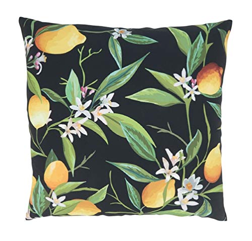 Fennco Styles Lemons Decorative Throw Pillow 18" W x 18" L - Black Square Cushion for Indoor & Outdoor Décor, Couch, Backyard Patio, Lawn & Garden