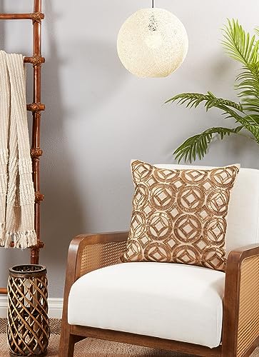 Fennco Styles Gold Sequin & Beaded Design Cotton Throw Pillow 20" W x 20" L - Glitter Geometric Cushion for Home, Couch, Living Room Décor and Special Occasion