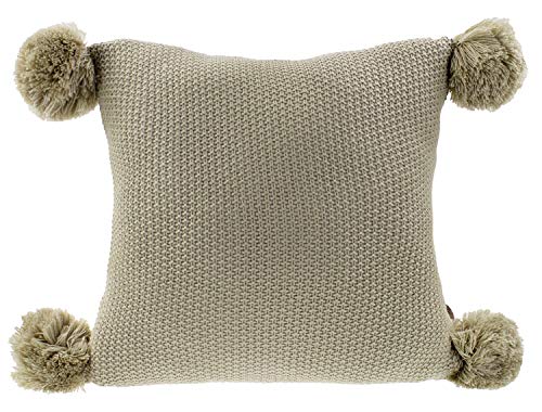Fennco Styles Chunky Knit Pom Pom Design Solid Color Decorative Throw Pillow Cover 16" W X 16" L - 2 Colors