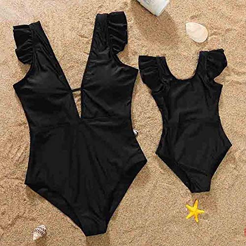 stylesilove Mommy and Me Ruffle One Piece Swimsuit Black Matching Family Bathing Suit Beach Pool Swimwear