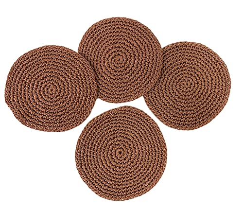 Fennco Styles Handmade Crochet Cocktail Drink Coasters 5-Inch Round, Set of 4 - Doilies for Everyday Use, Holiday, Farmhouse, Décor, Tea Party and Special Occasion