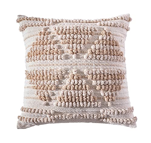 Fennco Styles Woven Tassel Striped Decorative Throw Pillow 18" W x 18" L - Textured Boho Cushion for Home, Couch, Living Room, Bedroom and Office Décor