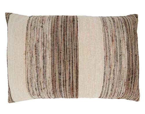 Fennco Styles Woven Textured Striped Decorative Cotton Throw Pillow - Grey Accent Cushion for Home, Couch, Bedroom, Living Room and Office Décor