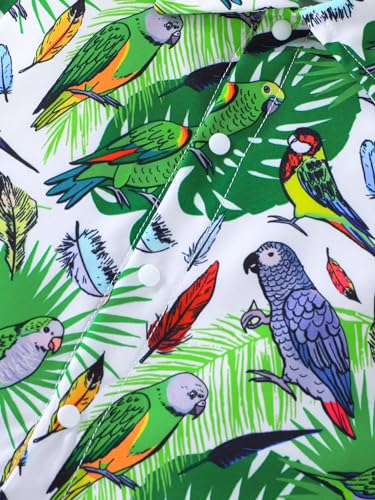 stylesilove Infant Baby Boys Green Tropical Parrot Print Short Sleeve Romper with Hat 2-Piece Summer Outfit