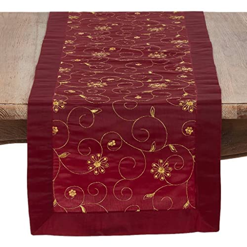 Fennco Styles Elegant Sequined & Embroidered Christmas Table Runner