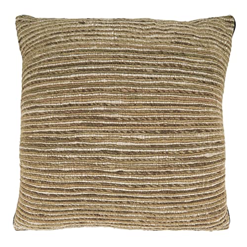 Fennco Styles Woven Chindi Striped Decorative Throw Pillow 20" W x 20" L – Brown Accent Pillow for Couch, Bedroom and Living Room Décor
