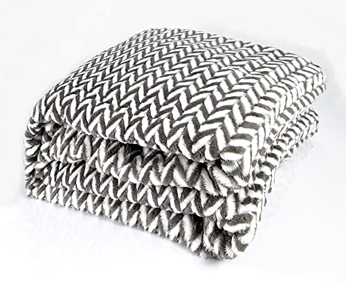 Fennco Styles Braided Design Plush Extra Warm and Soft Throw Blanket 59" W x 79" L - Grey Woven Flannel Fleece Large Blanket for Couch, Bedroom, Living Room Décor