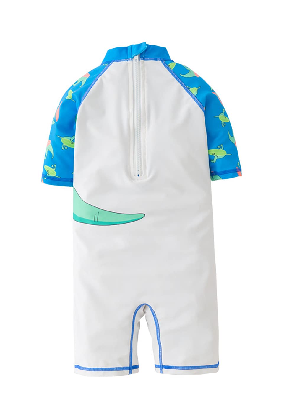 stylesilove Toddler Kid Boys Dino Print One-Piece Short Sleeve Zipper Rash Guard & Hat 2pcs Swimsuit Pool Beach Bathing Suit
