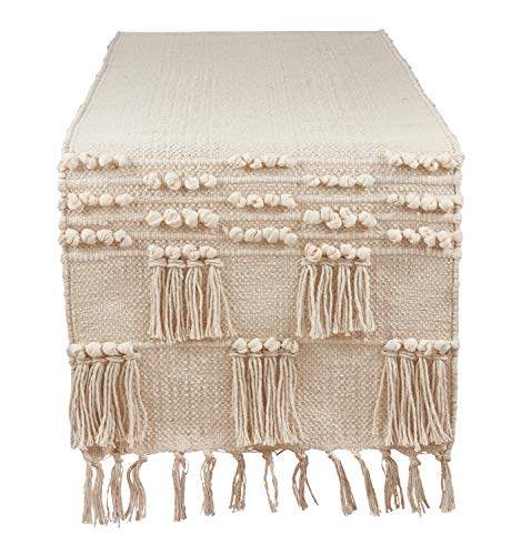 Fennco Styles Handira Collection Contemporary Moroccan 100% Pure Cotton 16 x 72 Inch Table Runners – Ivory Table Runners for Banquets, Dinner Parties, Special Events and Home Décor