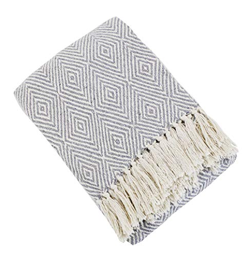 Fennco Styles Sevan Collection Soft 100% Cotton Diamond Weave Throw Blanket, 50" W x 60" L