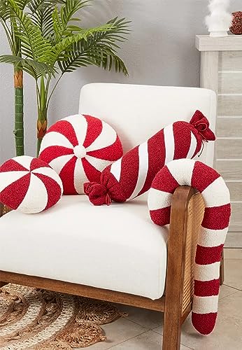 Fennco Styles Festive Candy Cane Design Decorative Filled Throw Pillow