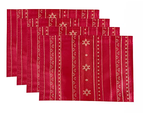 Fennco Styles Holiday Snowflake Printed Table Runner 16" W x 54" W - Red Woven Table Cover for Home Décor, Banquet, Family Gathering, Christmas, Special Occasion