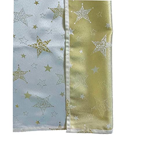 Fennco Styles Holiday Embroidered Metallic Star Tablecloth 70" W x 70" W - Ivory Woven Table Cover for Home Décor, Banquet, Family Gathering, Christmas, Special Occasion