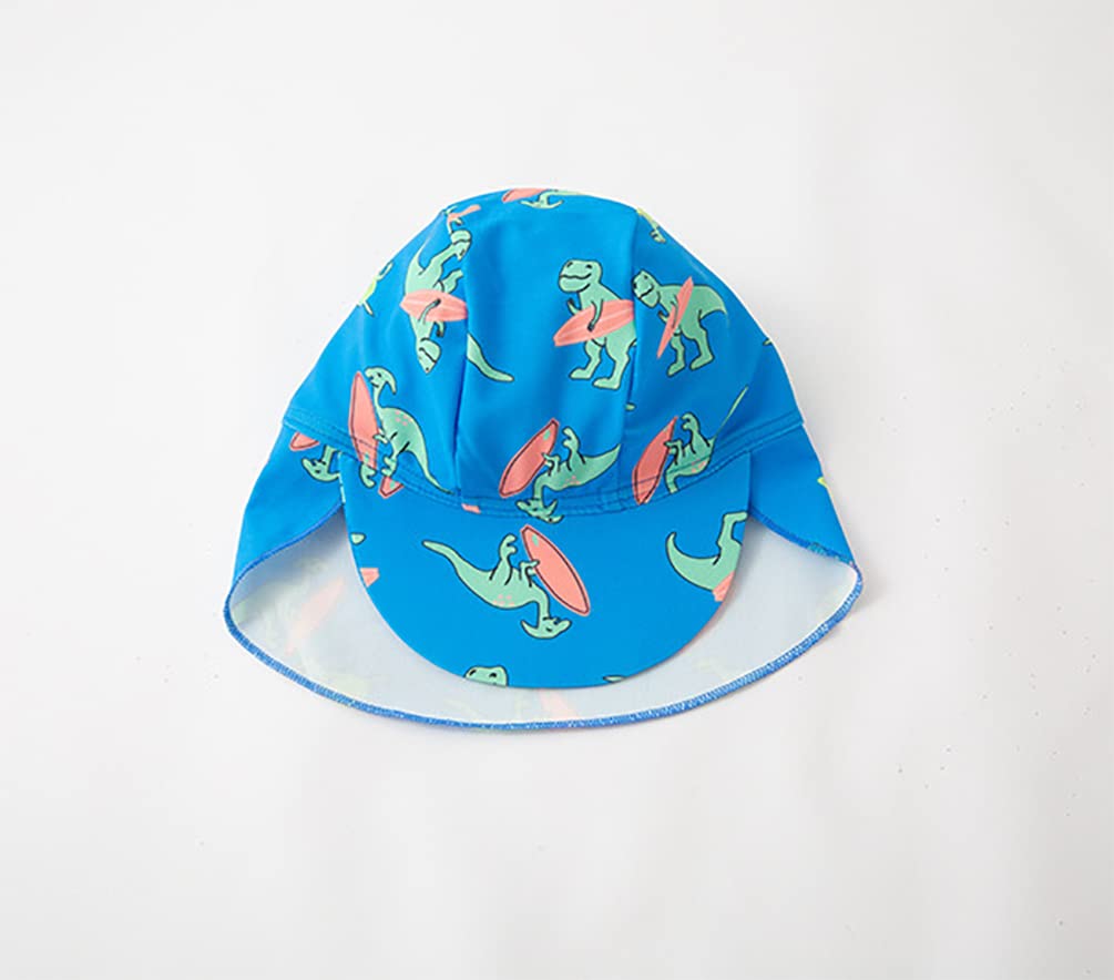 stylesilove Toddler Kid Boys Dino Print One-Piece Short Sleeve Zipper Rash Guard & Hat 2pcs Swimsuit Pool Beach Bathing Suit