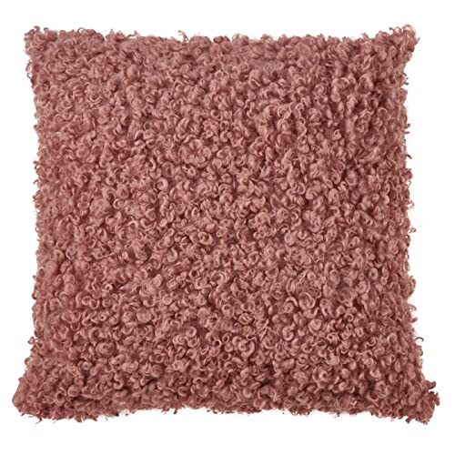 Fennco Styles Cozy Faux Lamb Fur Decorative Throw Pillow 18" W x 18" L – Ivory Cushion for Couch, Bedroom, Living Room and Office Décor