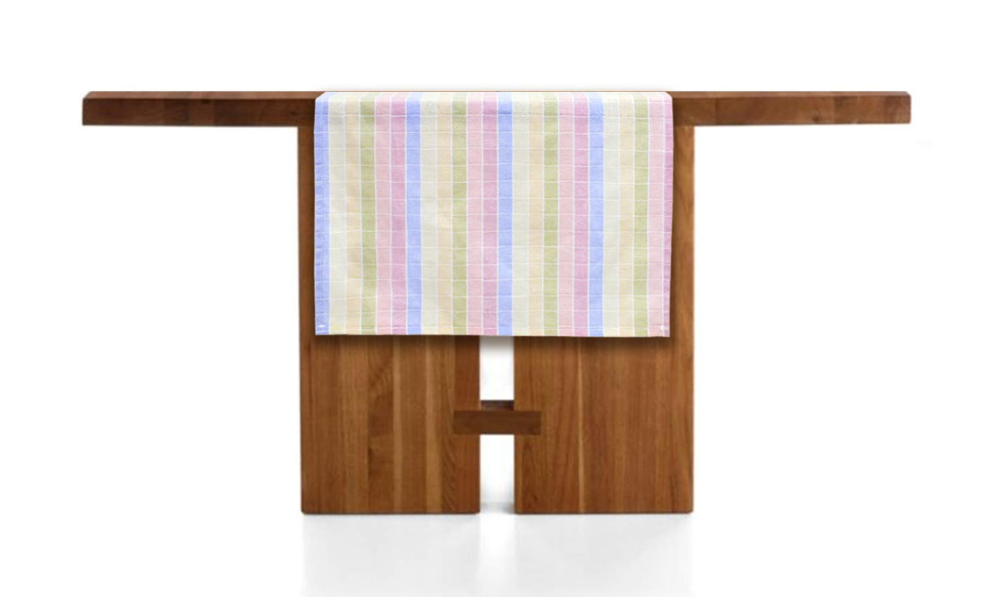Fennco Styles Luscious Stitched Checkered Cotton Table Runner 16 x 90 Inch - Multicolor Table Linens for Everyday Use, Banquets, Wedding and Special Events