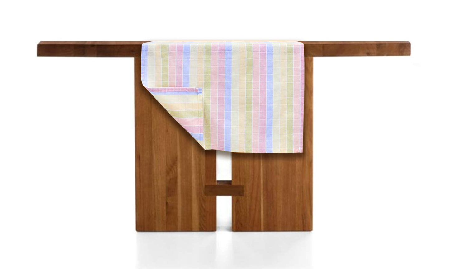 Fennco Styles Luscious Stitched Checkered Cotton Table Runner 16 x 90 Inch - Multicolor Table Linens for Everyday Use, Banquets, Wedding and Special Events