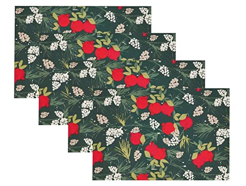 Fennco Styles Pomegranate Design Holiday Table Runner 16" W X 54" L - Red & Green Harvest Table Cover for Christmas, Seasonal Décor, Banquet, Family Gathering and Special Events