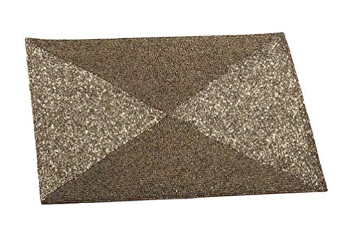 Fennco Style Hand Beaded Metallic Table Placemat 13" W x 18" L, 1-Piece - Silver Glass Beads Table Mat for Banquets, Christmas, Special Events and Home Décor