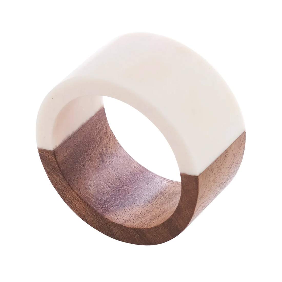 Fennco Styles Wood & Resin Two-Tone Bangle Napkin Rings, Set of 4 - Gold Decorative Napkin Holders for Home, Dining Table, Banquet, Family Gathering, Holiday Décor and Special Occasion