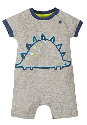 stylesilove Baby Boy Dinosaur Short Sleeve Grey Romper Cotton Graphic Print Jumpsuit Casual Summer Outfit