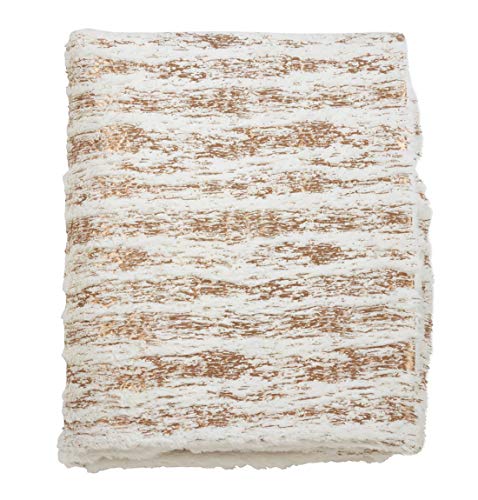 Fennco Styles Brushed Metallic Foil Collection Glamorous Faux Fur 50 x 60 Inch Throw – Gold Throw Blanket for Couch, Bedroom and Living Room Décor