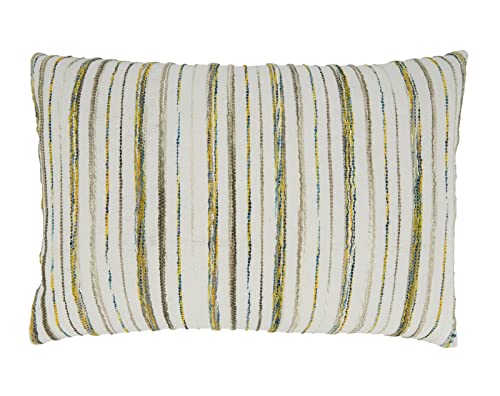 Fennco Styles Boho Fringe Striped Decorative Throw Pillow 16" W x 24" L - Natural Cushion for Home, Couch, Living Room, Bedroom, Office and Holiday Décor