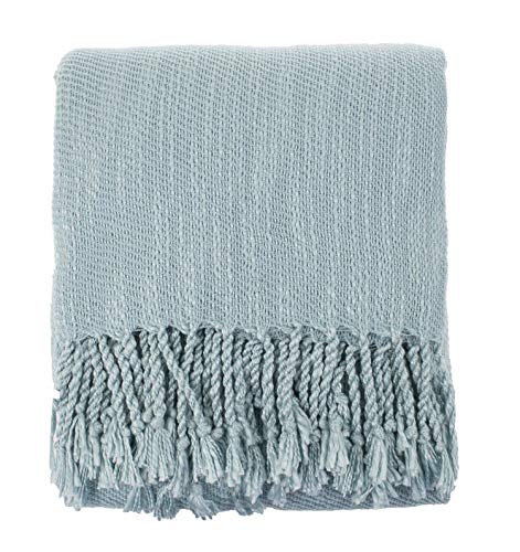 Fennco Styles Classic Woven Solid Lightweight Throw Blanket with Fringe Design 50" W x 60" L - 4 Colors