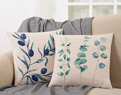 Fennco Styles Floriculture Collection Heritage Citrus Flower Botanical Print 18 x 18 Inch Throw Pillow with Case & Insert – Natural Accent Pillow for Couch, Bedroom and Living Room Décor
