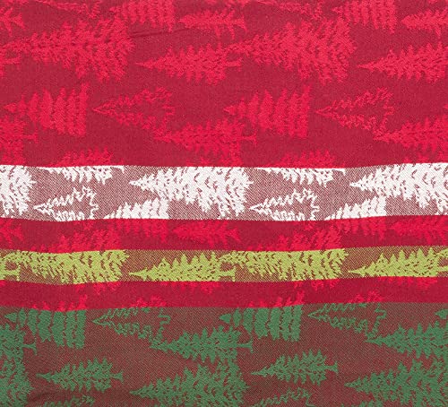 Fennco Styles Christmas Tree Plaid Design 100% Cotton Table Linens - Various Sizes for Home, Holiday, Family Gathering and Special Occasion