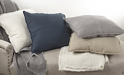 Fennco Styles L'excellence Waffle Weave 100% Linen Throw Pillow with Case & Insert - Natural Throw Pillow for Home, Couch, Living Room Décor