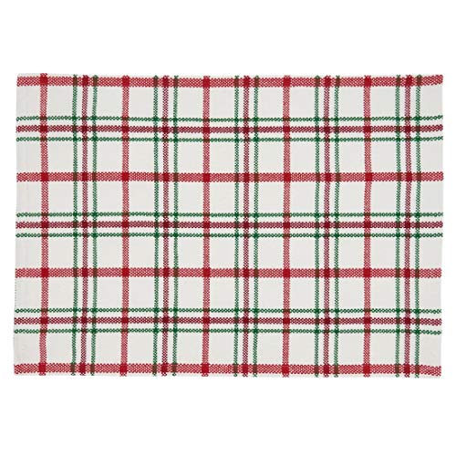 Fennco Styles Holiday Plaid Design 100% Cotton Table Runner 13" W x 72" L - Red Green Table Cover for Home, Dining Table Decor, Banquet, Christmas and Special Event