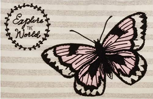 Fennco Styles Explore The World Butterfly Decorative Throw Pillow Cover 13" W x 20" L - Pink Rectangle Cushion Case for Christmas, Home, Couch, Office, Living Room Décor