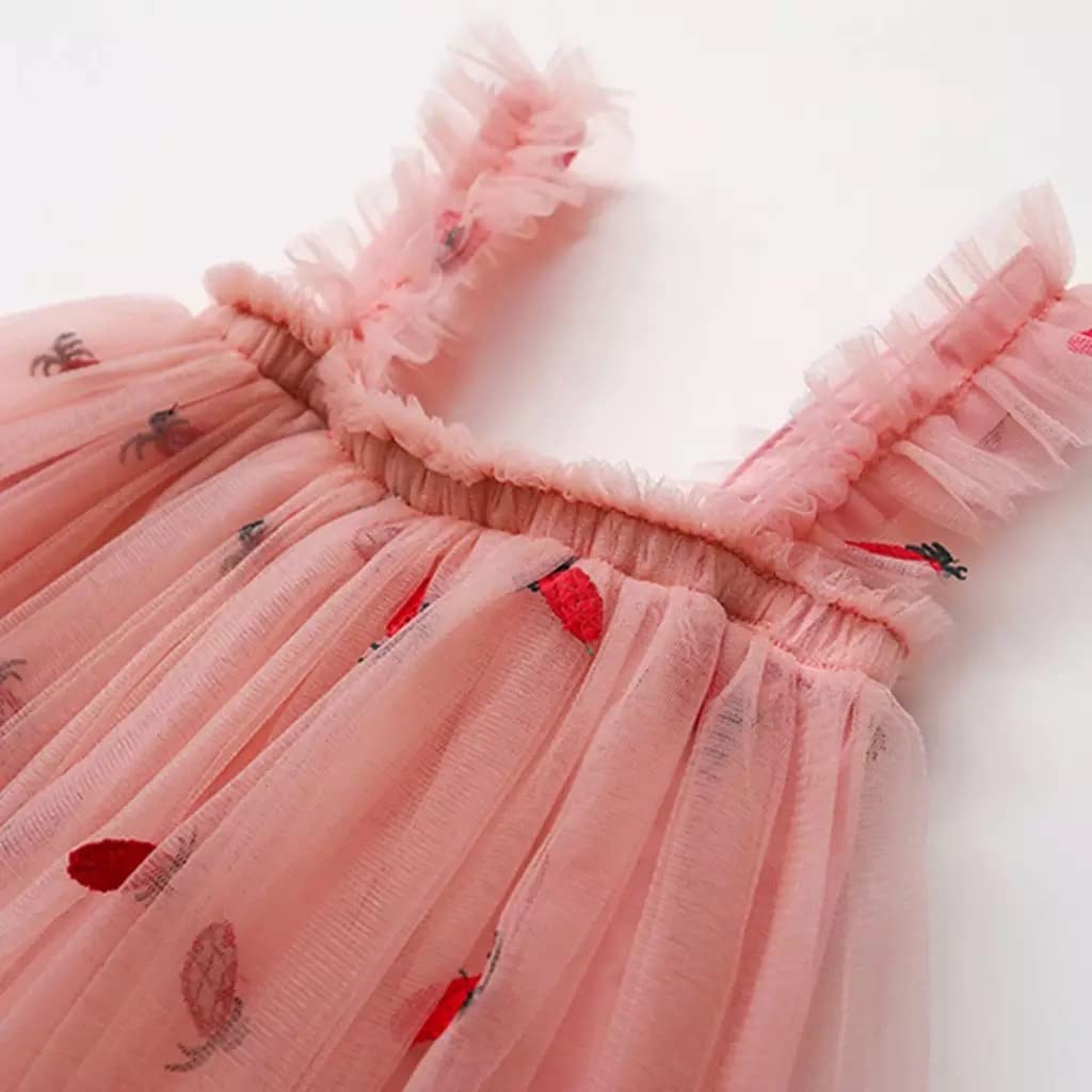 stylesilove Baby Toddler Girls Sleeveless Fruit Daisy Mesh Tulle Flower Girl Dress Birthday Wedding Party Tutu Sundress