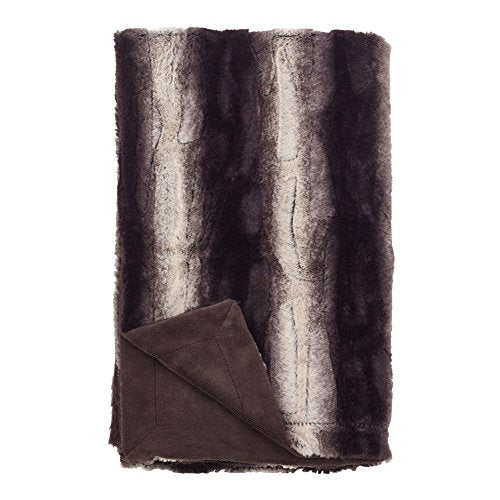 Fennco Styles Wilma Collection Country Faux Rabbit Fur Palette 50 x 60 Inch Throw Throw – Grey Throw Blanket for Couch, Bedroom and Living Room Décor