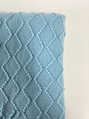 Fennco Styles Modern Textured Weave Knit Throw with Fringe 50" W x 60" L - Chevron Throw Blanket for Sofa, Couch, Living Room, Bedroom Décor