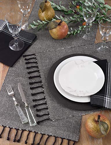 Fennco Styles Stylish Cotton Blend Solid Color Tassel Decorative Table Runner