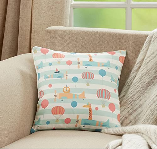 Fennco Styles Cute Sailor Lion Print Decorative Filled Throw Pillow 16" W x 16" L - Multicolored Cushion for Home, Kids Room, Playroom, Bedroom, Living Room, Office Décor and Birthday, Holiday