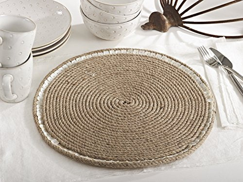 Fennco Styles Cebu Jute Design Placemat 15-inch Round Elegant Placemat - 1-Piece