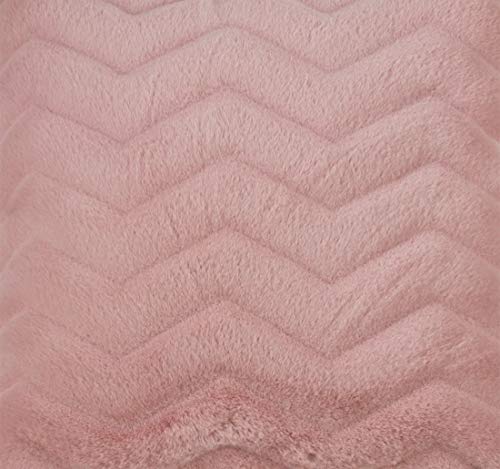 Fennco Styles Cozy Chevron Faux Fur Decorative Throw Pillow Cover & Insert 18 x 18 Inch - Rose Throw Pillow for Home, Couch, Living Room and Bedroom Décor