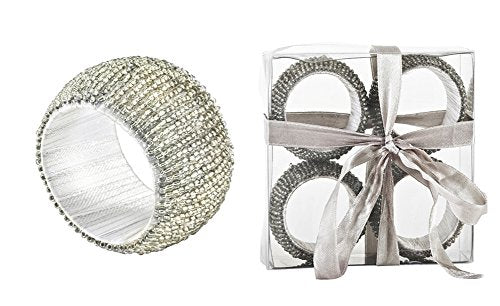 Fennco Styles Hand Beaded Napkin Ring 11 Colors - Set of 4