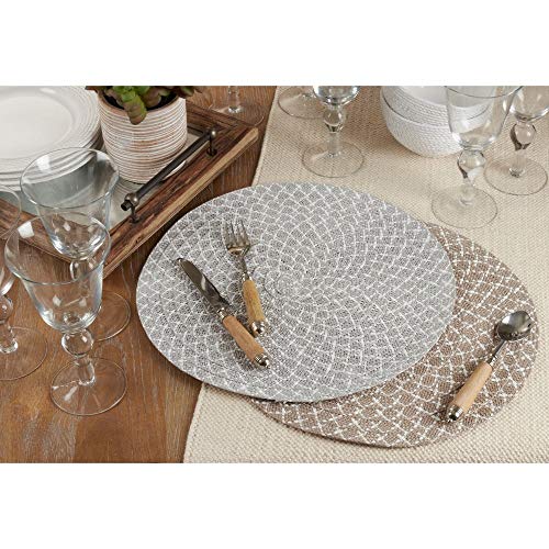 Fennco Styles Woven Design Placemats 15 Inches Round, Set of 4 – Modern Traycloth Table Mats for Home, Dining Room Décor, Banquets, Indoor & Outdoor and Special Events