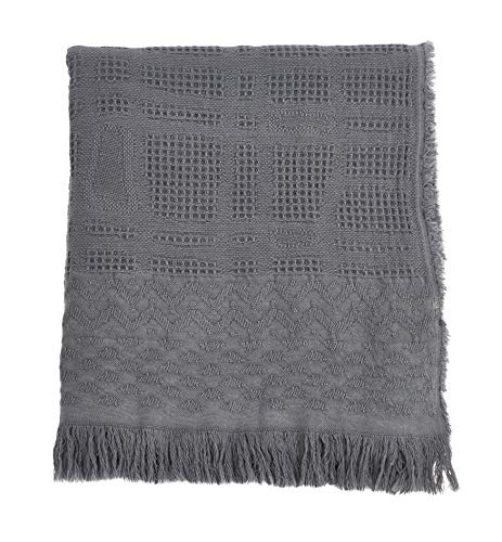 Fennco Styles Sevan Collection Contemporary Cross Hatched Waffle Weave Fringe 50 x 60 Inch – Variety Color Throw Blanket for Couch, Bedroom and Living Room Décor