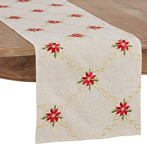 Fennco Styles Holiday Christmas Embroidered Snowflak 16 x 72 Inch Table Runner - Festive Table Runner for Christmas Banquets, Family Gathering, Special Events and Holiday Home Décor