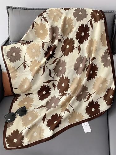 stylesilove Women Two-Tone Daisy Print Lightweight Scarf Lovely Flower Soft Shawl Scarves Neck Wraps for All Season, 5 Colors