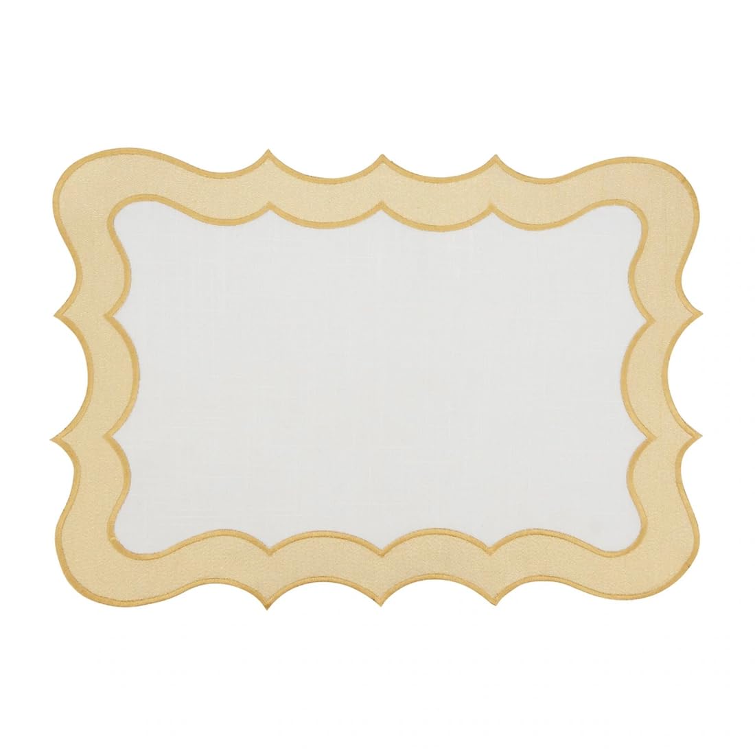 Fennco Styles Shimmering Scallop Border Table Runner 16" W x 72" L - Gold Elegant Table Cover for Home Décor, Everyday Use, Christmas, and Weddings
