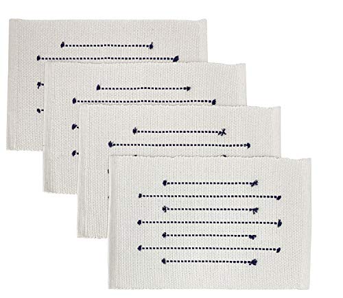 Fennco Styles Black Stripe Textured Minimalist Decorative Cotton Placemats 13" W x 19" L, Set of 6 - Heat Resistant Insulation Table Mats for Home Décor, Dining Table, Banquets and Special Events